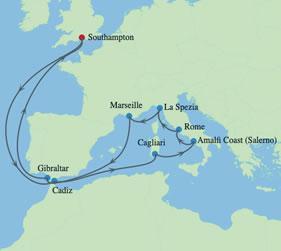 Mediterranean lesbian cruise map