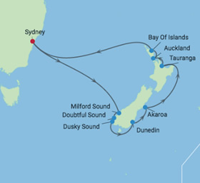 Australia & New Zealand Gay Group Cruise map