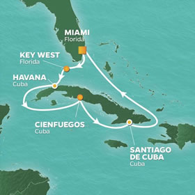 Cuba Luxury Gay Cruise map