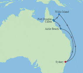 Australia Great Barrier Reef Gay Cruise map