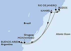 South America & Rio Carnival Gay Cruise map