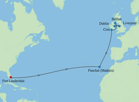 Transatlantic gay cruise on Celebrity Reflection map