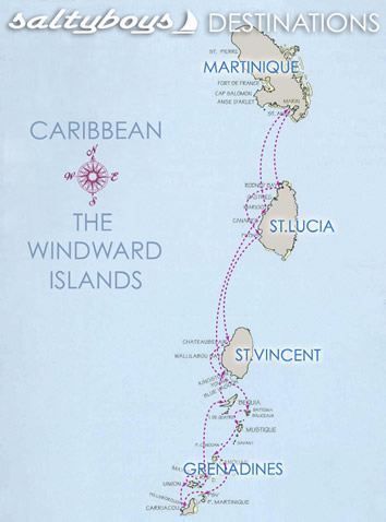 Martinique Caribbean Gay sailing cruise map