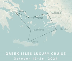 Greek Isles lesbian cruise 2024 map