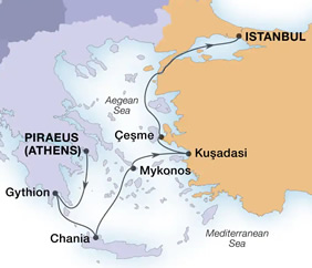 Greece & Turkey gay cruise map
