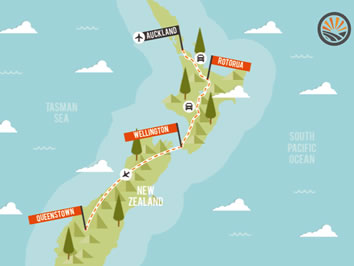 New Zealand gay tour map