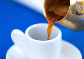 Serving Greek coffee