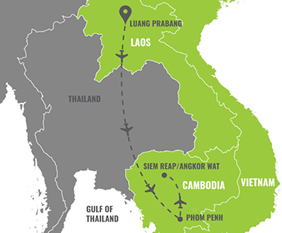 Laos & Cambodia gay tour map