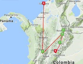 Colombia gay tour map