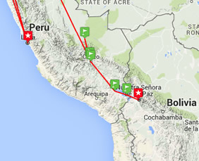 Peru & Bolivia gay tour map