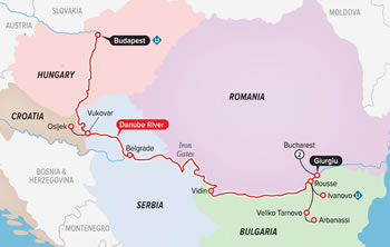 Eastern Europe Danube River gay cruise map